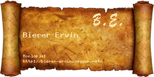 Bierer Ervin névjegykártya
